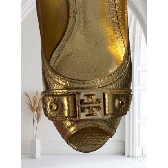 Like New Tory Burch Wedge peep toe Shoes - Picture 2 of 8
